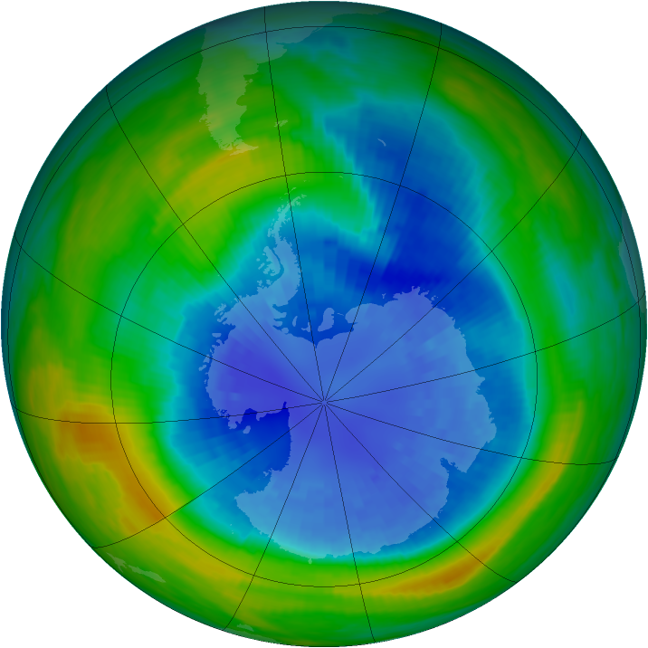 Antarctic ozone map for 09 September 1985